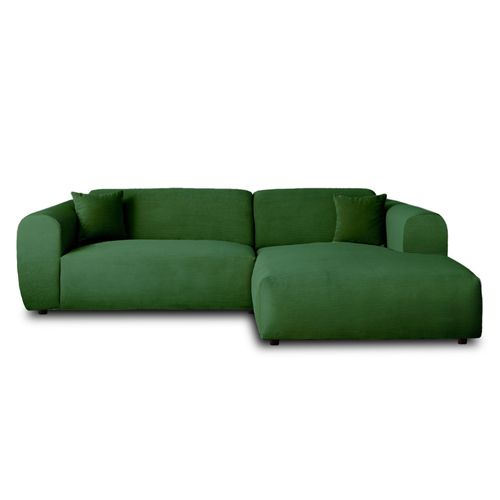 Canapé D'angle Droit 4 Places En Velours Côtelé Vert