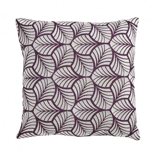 Housse De Coussin En Coton Blanc Et Violet 50x50