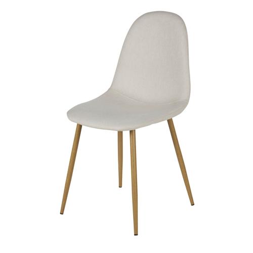 Chaise En Tissu Recyclé Beige Et Pieds En Acier Imitation Chêne