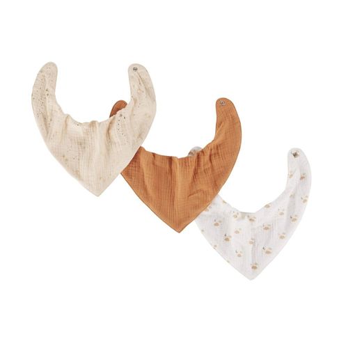 Bavoirs En Gaze De Coton Blanc, Beige Rosé Et Terracotta (X3)