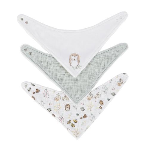 Bavoirs Bandana Blanc, Bleu Et Blanc Imprimé Forêt (X3)