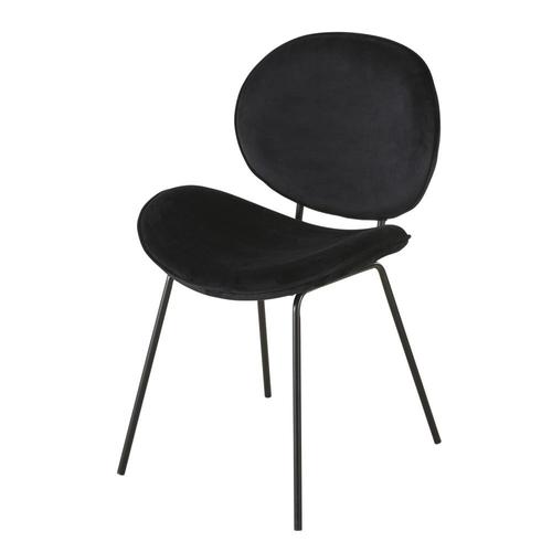 Chaise En Velours Et Acier Noirs