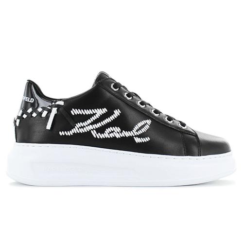 Karl Lagerfeld Kapri Whipstitch Baskets Sneakers Chaussures Sneaker Cuir Noir Kl62572s000