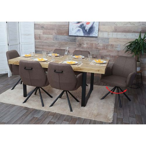 Lot De 6 Chaises De Salle À Manger Hwc-H71, Chaise De Cuisine, Chaise Pivotante Auto-Position Tissu/Textile Acier   Brun