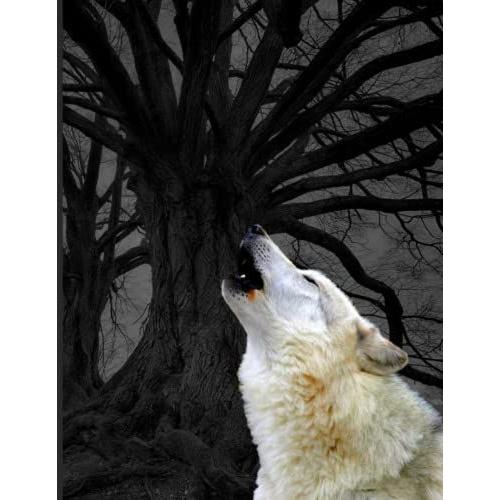 Notebook:: Howling White Wolf In Forest Collage Rules 120 Lined Paper