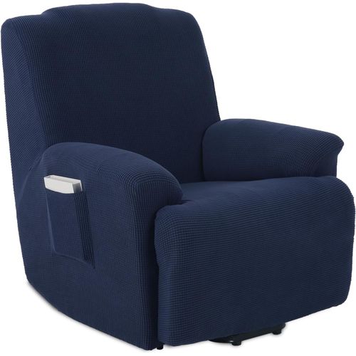 Housses De Fauteuils 1 Places Jacquard Housse De Canapé Extensible Housse Pour Canapé Relax (Bleu Foncé)