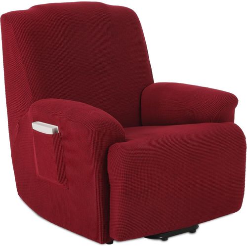 Housses De Fauteuils 1 Places Jacquard Housse De Canapé Extensible Housse Pour Canapé Relax (Rouge Foncé)