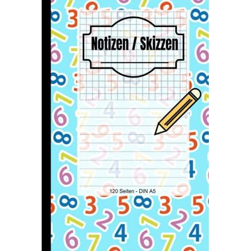 Notizbuch Duo Multi Halb Kariert-Halb Liniert: Heft Im Din A5 Format Für Skizzen , Zeichnungen Und Handschriftliche Notizen Für Schule, Studium, Hobby ... Studenten, Chefs, Mütter, Handarbeiten ,Blau