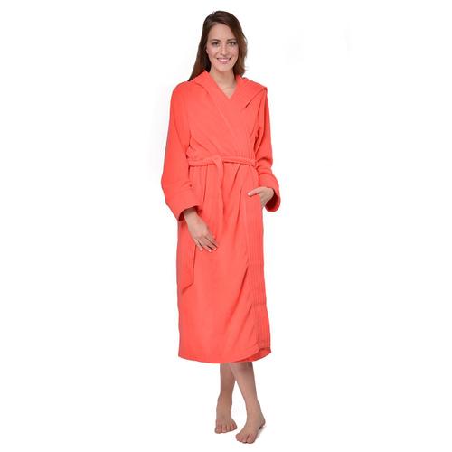 Robe De Chambre Corail 48/50 Longue Micropolaire Polyester Avec Capuche Et Ceinture Ventrale