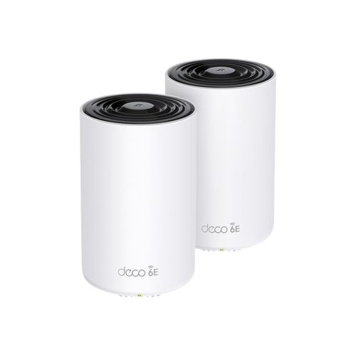 TP-Link Deco XE75 Pro V1 - Système Wi-Fi - (2 routeurs) - jusqu'à 5500 pieds carrés - maillage 1GbE, 2.5GbE - Wi-Fi 6E - Multi-Bande