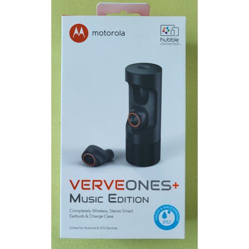 Motorola VerveOnes+ ME - Écouteurs Bluetooth stéréo smart compatibles - Oreillettes sans fil pour smartphone - Noir/Flamme