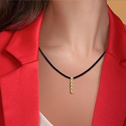 Pendentif Femme Avec Cordon De Soie Noir Et Boules Plaquées Or 18 Carats (Mesure: 56 Cm De Longueur Et 2,5 Cm D'extension.Cordon 2 Mm D'épaisseur)