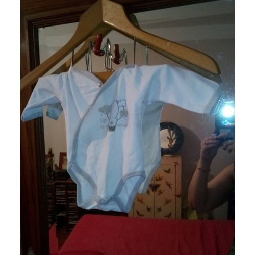 Body Blanc/ Gris 0 Mois (Nouveau Né).