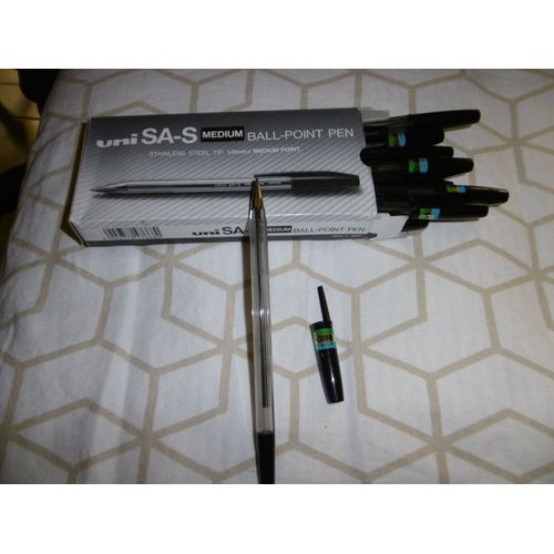 Stylo Bille Uni Sa S Medium Point 1.00mm Mitsubishi Noir Boite De 12