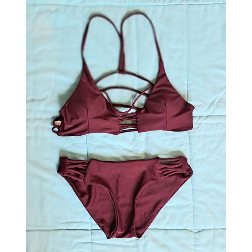 Maillot De Bain Femme 2 Pièces Lacets Sexy Rembourré Soutien Gorge M 36 - Envoi Très Rapide Et Soigne.