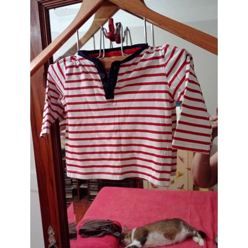 Tee-Shirt Rayé Rouge/Blanc 6 Mois Pat Et Ripaton.