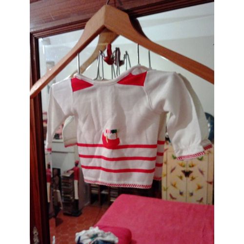 Top Blanc /Rouge 6 Mois Vintage Années Fibad.