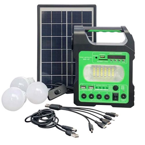 Vert - Générateur Solaire Portable Avec 3 Led, Alimentation'urgence, Bluetooth, Mp3, Radio, Chargeur De Téléphone Usb