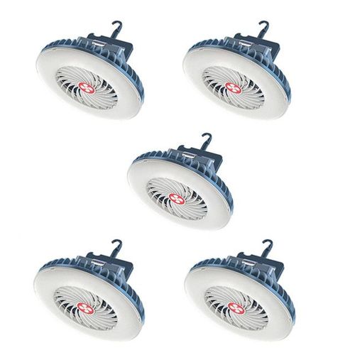 5 Pcs - Lampe De Tente De Camping À Led 2 En 1 Avec Téléphone, Ventilateur Aste Par Usb, Lampe'urgence Extérieure Pour La Randonnée, Le Camping, La Cabine De Marché, La Lumière Du Ventilateur