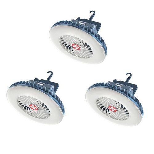 3 Pièces - Lampe De Tente De Camping À Led 2 En 1 Avec Téléphone, Ventilateur Aste Par Usb, Lampe'urgence Extérieure Pour La Randonnée, Le Camping, La Cabine De Marché, La Lumière Du Ventilateur