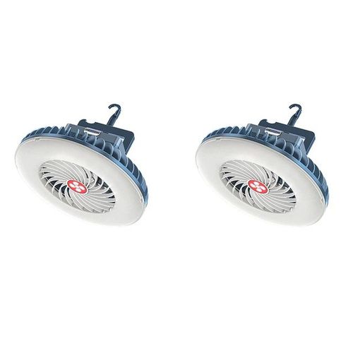2 Pcs - Lampe De Tente De Camping À Led 2 En 1 Avec Téléphone, Ventilateur Aste Par Usb, Lampe'urgence Extérieure Pour La Randonnée, Le Camping, La Cabine De Marché, La Lumière Du Ventilateur
