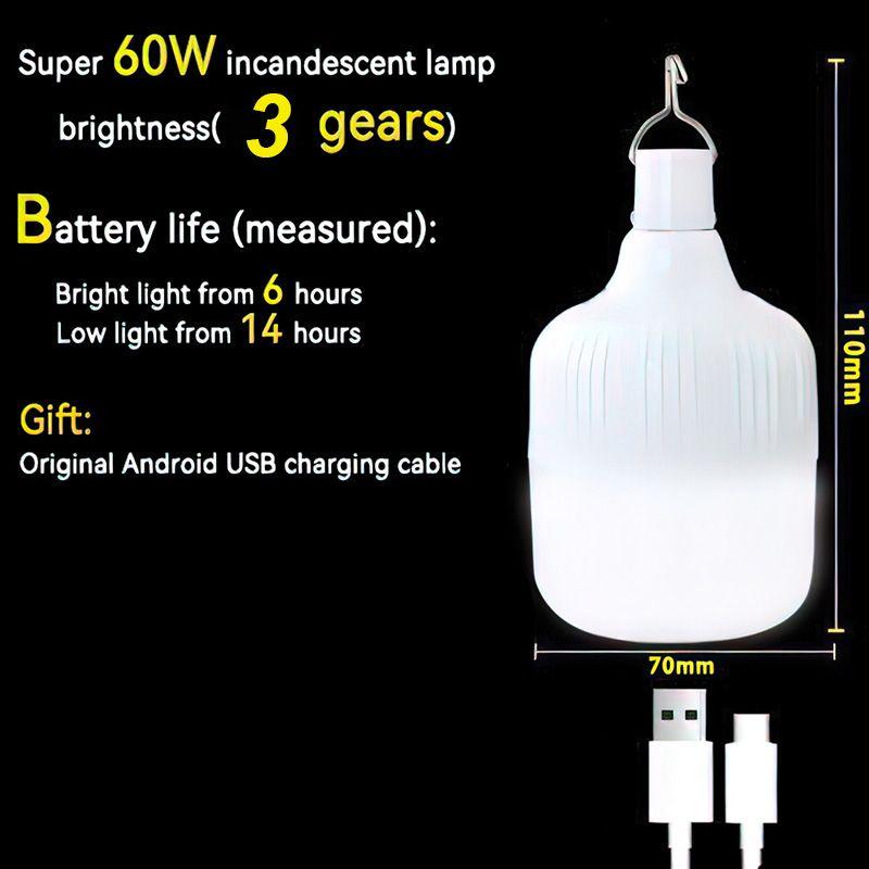 Sans Marque Lampe Led Usb Rechargeable - 60W - Blanc à prix pas