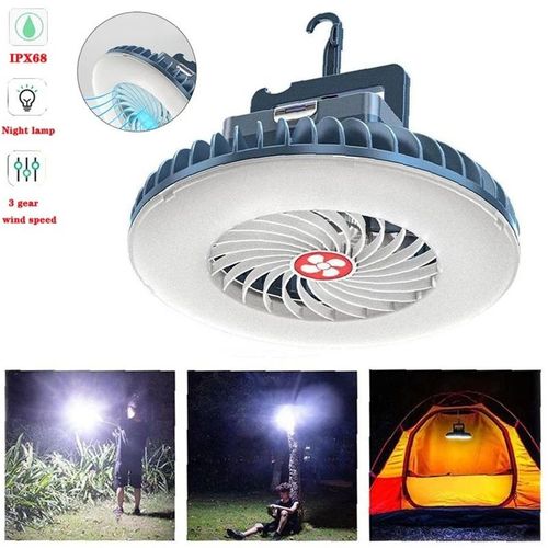 Fan Suspendue - Lampe Led Portable En Forme De Ventilateur Multifonction, Imperméable, Rechargeable, Idéale Pour Une Tente, Un Camping Ou Une Urgence