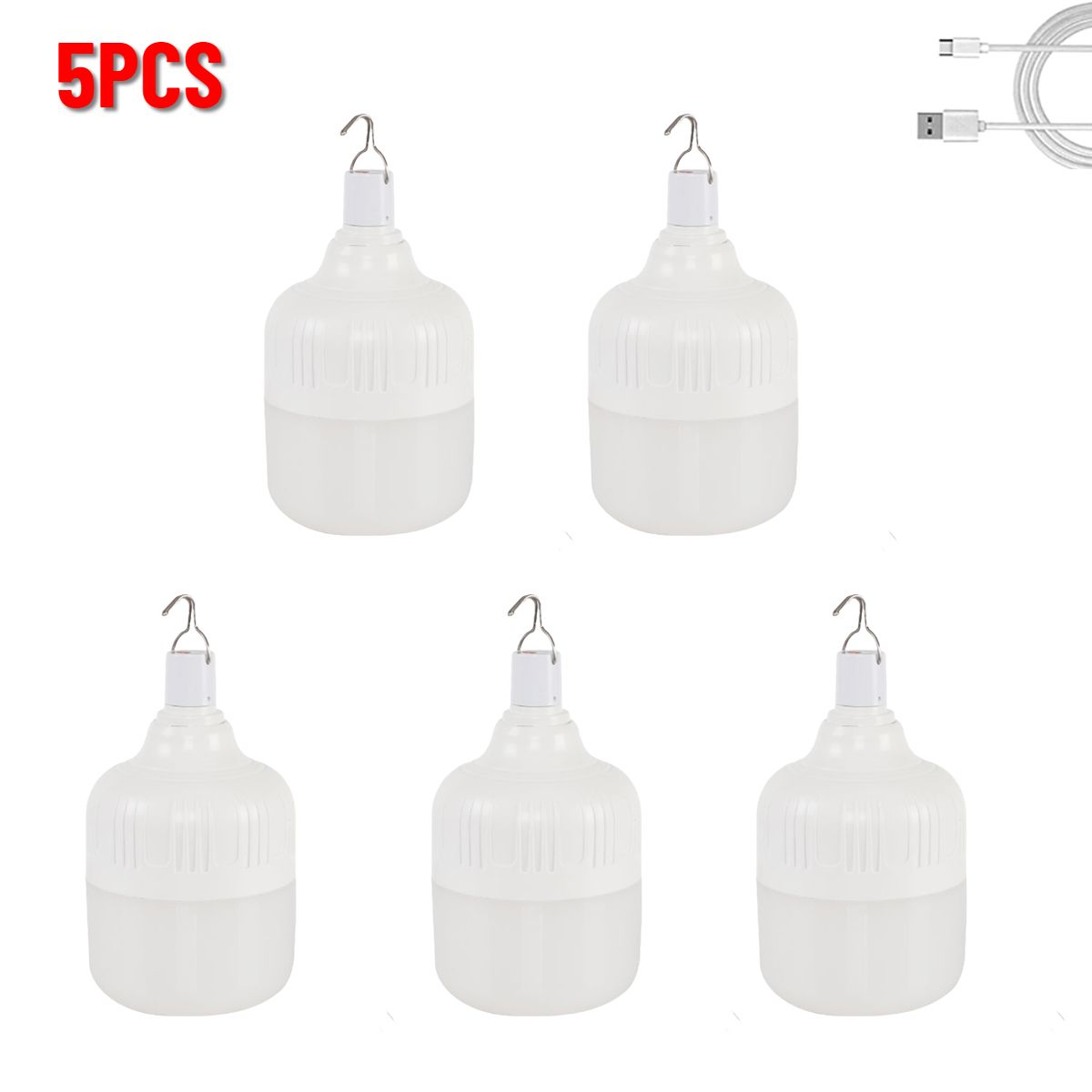 5pcs - Lampes D'urgence Led, Rechargeables Par Usb, 5 Modes D'éclairage, Lanterne Portable Pour Tente Avec Crochet