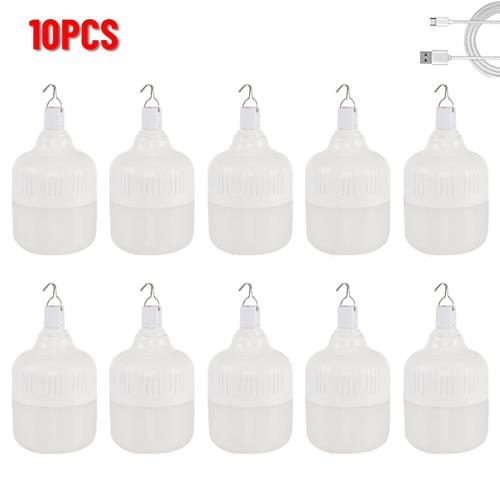 10pcs - Lampes D'urgence Led, Rechargeables Par Usb, 5 Modes D'éclairage, Lanterne Portable Pour Tente Avec Crochet