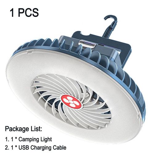 Lumière De Tente Avec Ventilateur - Lanterne De Camping Portable Avec Ventilateur, Rechargeable Par Usb, Éclairage Multifonction, Lanterne D'urgence Pour Le Marché Nocturne Et L'intérieur
