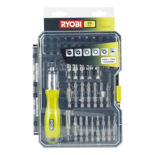 Coffret 59 accessoires vissage-boulonnage avec tournevis à cliquet - RAK59SD