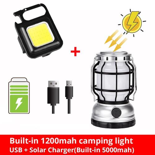 2.5 W - Lanterne Portable Rétro De Camping, Éclairage De Tente Vintage, Mini Projecteur Rechargeable, Porte-Clés, Lampe De Poche À Large Portée