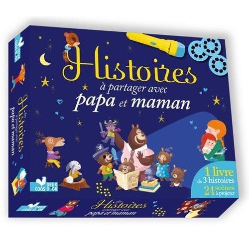 Histoires À Partager Avec Papa Et Maman - Coffret Avec 1 Livre De 3 Histoires, 1 Lampe De Poche Et 24 Scènes À Projeter