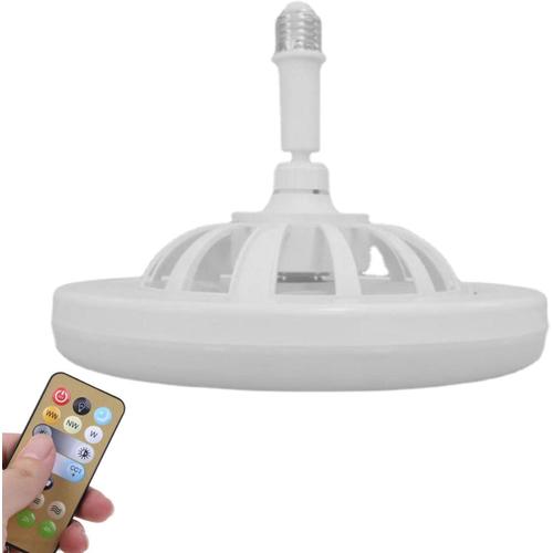 Ventilateur plafond avec lumières et télécommande, Lampe E27 ventilateurs  de plafond silencieux 30W avec minuterie, Ventilateur mural portable  enfichable avec lumière pour chambre