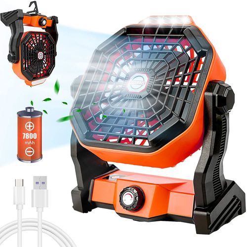 Ventilateur De Table Mobile - Ventilateur Aste Portable Mobile Avec Lumières Led, Usb, 6 T0, 25 Heures, Vitesse Réglable, Lanterne De Camping, Ventilateur De Tente