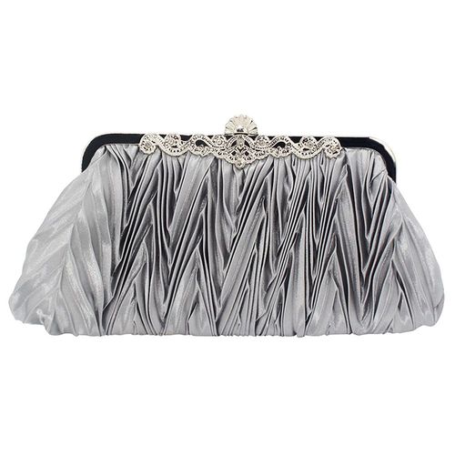 Soie froissé main tenant sac mariée demoiselle d'honneur oblique crosspack Lady Wild dinner Pack argent
