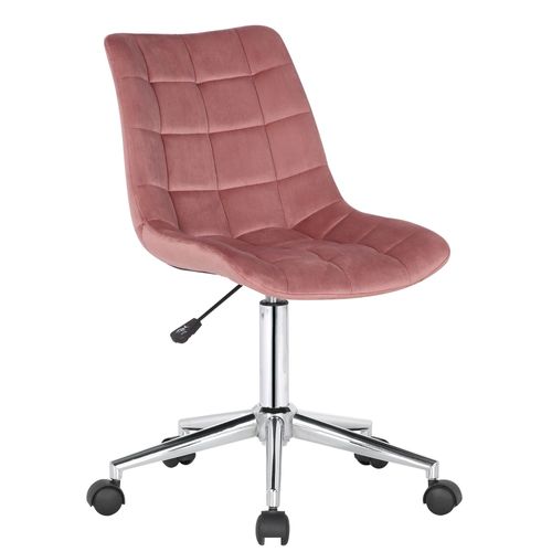 Chaise De Bureau En Velours Rose Sur Roulettes Design Moderne Hauteur Réglable Bur10598