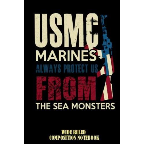 Marines Wide Ruled Composition Notebook: Veterans Day Notebook | Veterans Day Journal | Thank You For Your Service | Patriotic Notebook | Special Black Cover