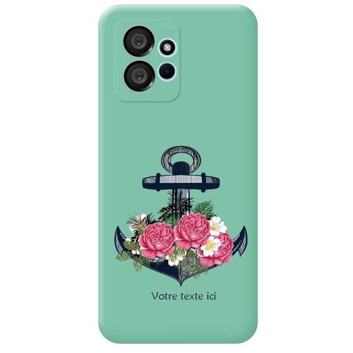 Coque Turquoise Redmi Note 12 4g Ancre Marine Et Fleurs