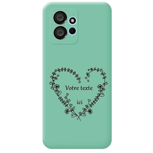 Coque Turquoise Redmi Note 12 4g Coeur Fleur