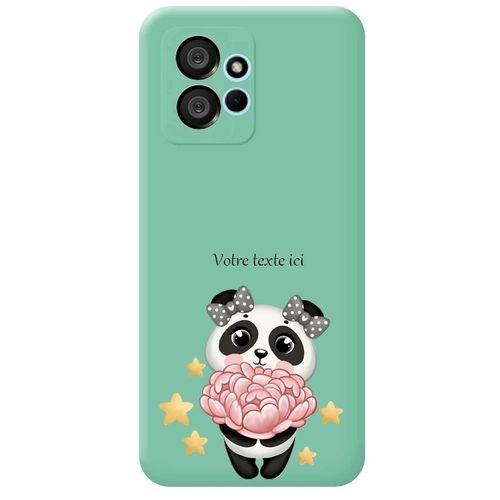 Coque Turquoise Redmi Note 12 4g Panda Fleur Etoile Personnalisee
