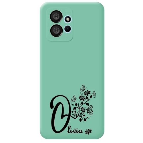 Coque Turquoise Redmi Note 12 4g Avec Votre Prenom 13 Papillon Et Fleur