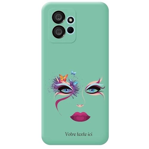 Coque Turquoise Redmi Note 12 4g Visage Makeup Papillon