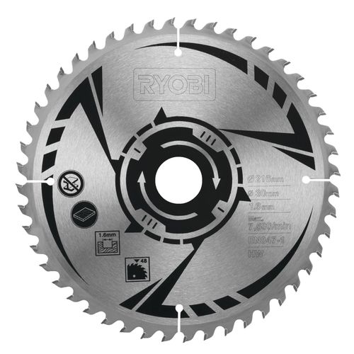 Lame carbure RYOBI pour scie à onglets 216mm 48 dents SB216K16T48A1