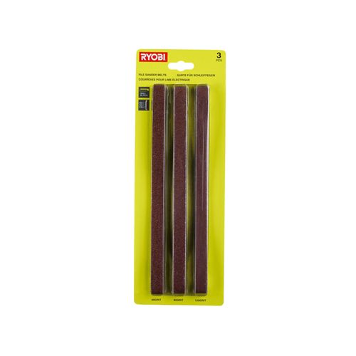 Kit 3 bandes abrasives RYOBI 13 x 457 mm pour ponceuse à bande - grain 60 - 80 - 120 - RAKPFB03