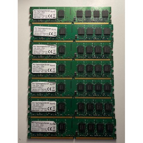 RAM mémoire de bureau DIMM PNY 64B0QJTHE8G17 1Go PC2-6400 DDR2-800 240 broches 
