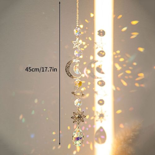 Suncatcher Circle Crystal Pendant,Citroprism,Sun Moon,Circle Wind,Trendy E Pendant,Home Garden,Window Decoration - Type S8