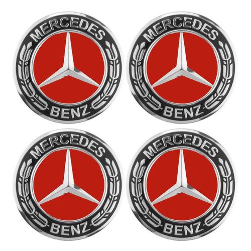 4pcs Applicable Au Cache Central De Moyeu Rouge Et Noir Mercedes-Benz 75mm (Un)