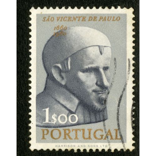 Timbre Oblitéré Portugal, Sao Vicente De Paulo 1660 - 1960, 1s00