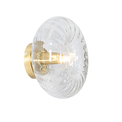 Qazqa Art Deco Art Deco Wandlamp Goud Met Glas - Ayesha Verre /Acier Doré Rond / Luminaire / Lumiere / Éclairage / Intérieur / Salon / Cuisine E27 Max. 1 X 25 Watt